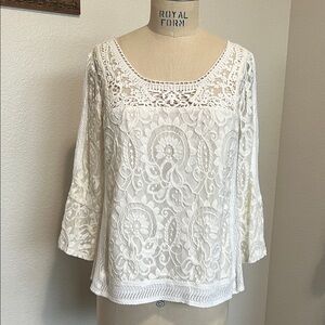 Nanette Lepore Cream Lace Blouse